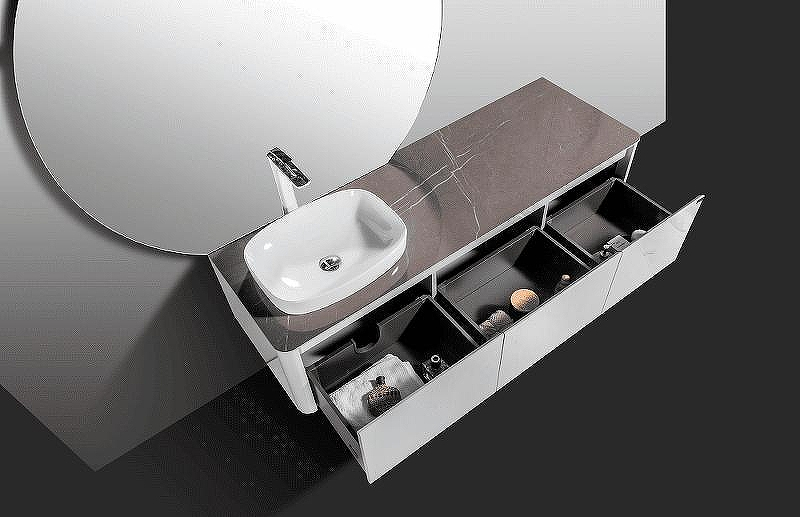 Тумба с раковиной Black&White Universe U915.1600L 160 L 9151600 подвесная Glossy light grey, купить, цена, заказать, магазин, доставка, скидка, промокод, купить, цена, заказать, магазин, доставка, скидка, промокод