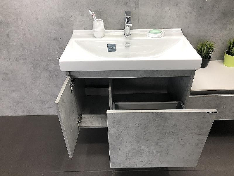 Тумба с раковиной Comforty Осло 80 00-00000836 подвесная Бетон светлый, купить, цена, заказать, магазин, доставка, скидка, промокод, купить, цена, заказать, магазин, доставка, скидка, промокод