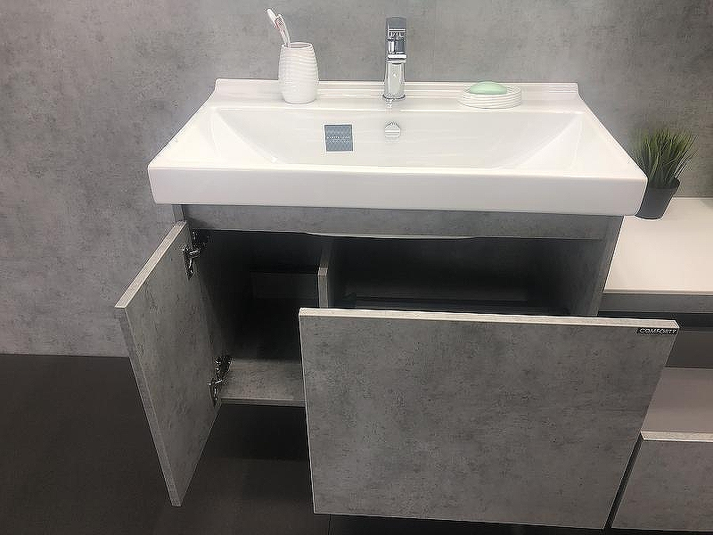 Тумба с раковиной Comforty Осло 80 00-00000836 подвесная Бетон светлый, купить, цена, заказать, магазин, доставка, скидка, промокод, купить, цена, заказать, магазин, доставка, скидка, промокод