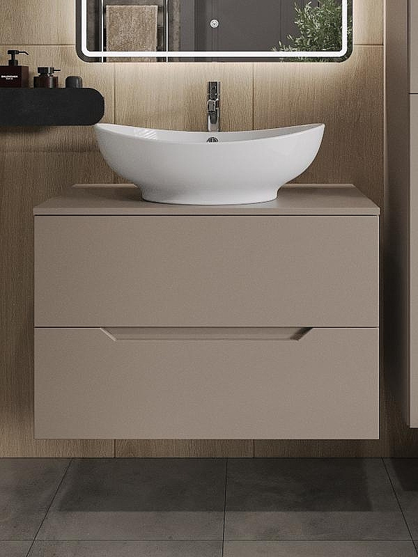 Тумба с раковиной Orange Line 80 Li-80TuLMDF+B08-585W подвесная Латте матовый, купить, цена, заказать, магазин, доставка, скидка, промокод, купить, цена, заказать, магазин, доставка, скидка, промокод