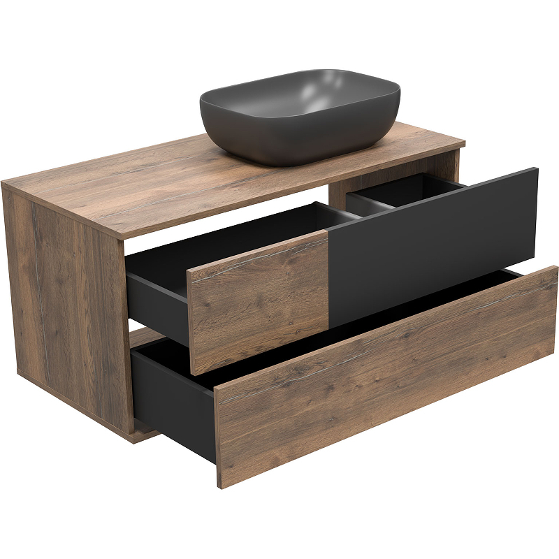 Тумба под раковину Misty Коломбо 100 R П-Кол-01100-074ПП подвесная Дуб Галифакс Антрацит, купить, цена, заказать, магазин, доставка, скидка, промокод, купить, цена, заказать, магазин, доставка, скидка, промокод