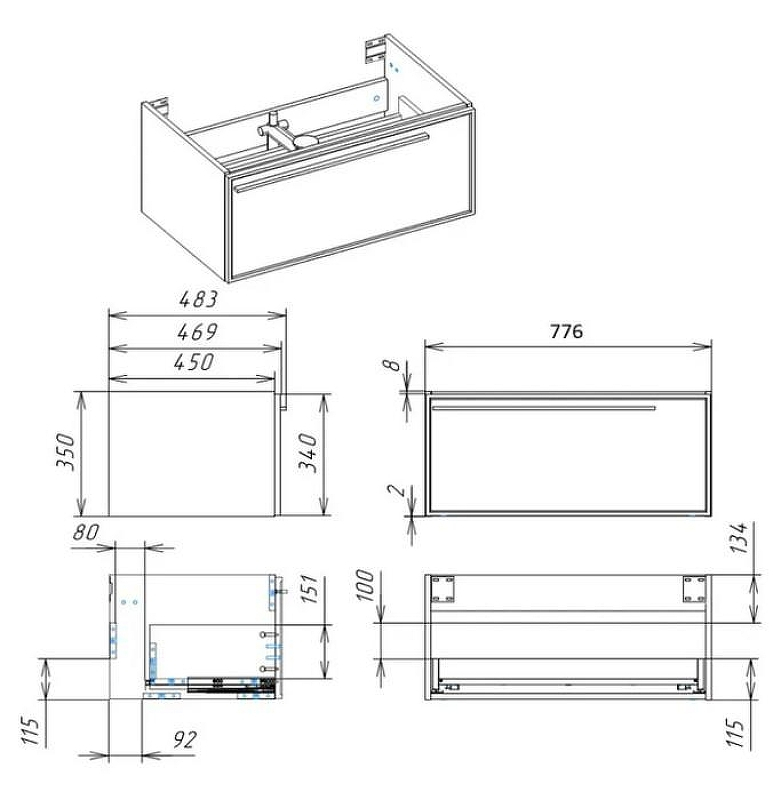Тумба под раковину La Fenice Elba 80 FNC-01-ELB-C-80 подвесная Бежевая матовая, купить, цена, заказать, магазин, доставка, скидка, промокод, купить, цена, заказать, магазин, доставка, скидка, промокод