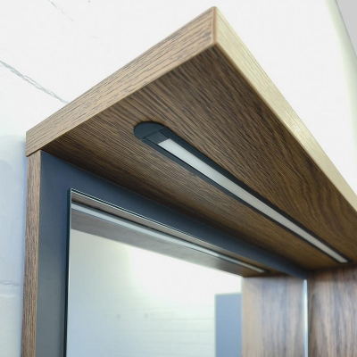 Зеркало со шкафом Comforty Кемер 75 00-00014147 с подсветкой Антрацит Дуб темно-коричневый с бесконтактным выключателем