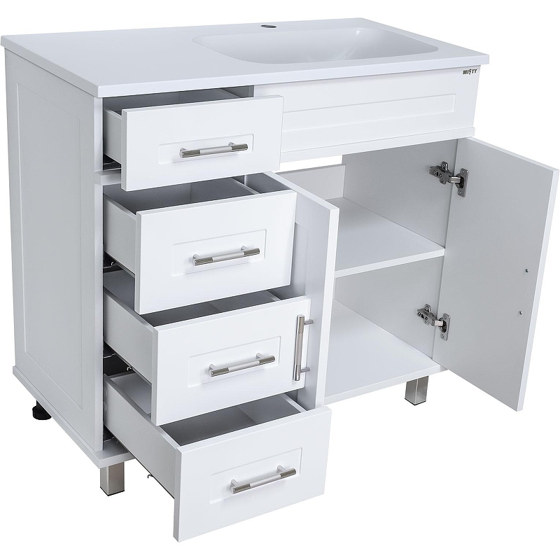 Тумба с раковиной Misty Купер 90 R УТ000010923 Белая, купить, цена, заказать, магазин, доставка, скидка, промокод, купить, цена, заказать, магазин, доставка, скидка, промокод