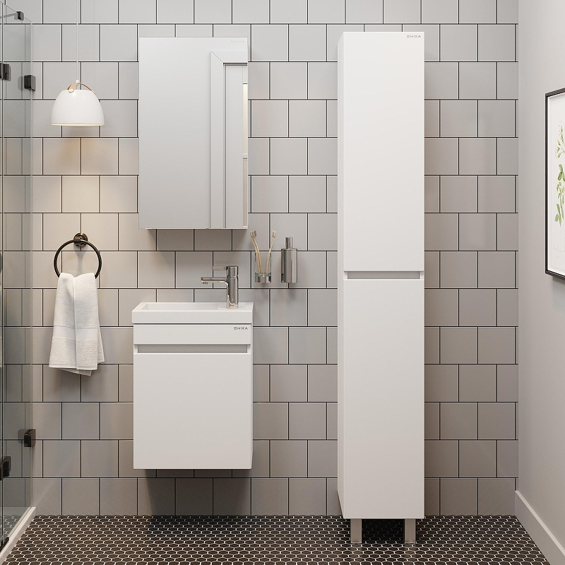 Тумба под раковину Onika Милтон 45 R 104513 подвесная цвет Белый, купить, цена, заказать, магазин, доставка, скидка, промокод, купить, цена, заказать, магазин, доставка, скидка, промокод