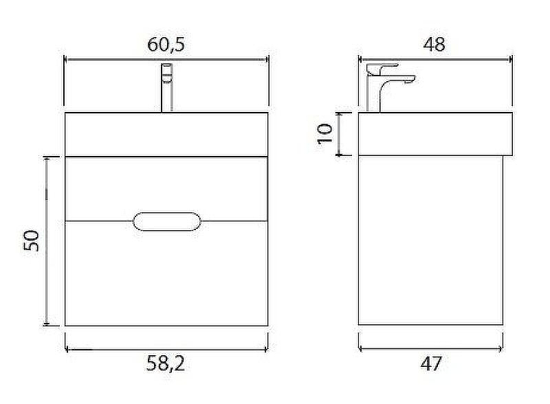 Тумба под раковину Creto Malibu 60 7-1077CapS подвесная Capuchino Soft, купить, цена, заказать, магазин, доставка, скидка, промокод, купить, цена, заказать, магазин, доставка, скидка, промокод