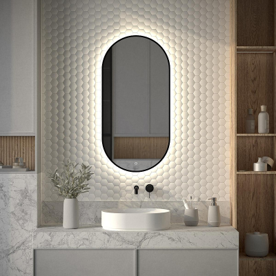 Зеркало Defesto Aura 50х100 DF 2924S с подсветкой 26W-4500K/Сенсорный выключатель/Нейтральный белый свет/Черная рама