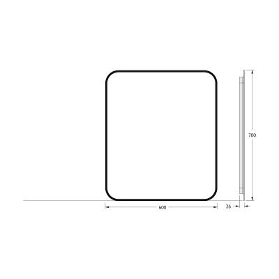 Зеркало Defesto Aura 60х70 DF 2976 с подсветкой 23W-3000K/Без выключателя/Теплый белый свет/Черная рама