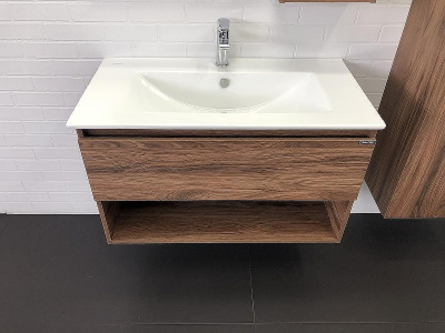 Тумба с раковиной Comforty Бордо 90 00-00006671 подвесная Дуб темно-коричневый