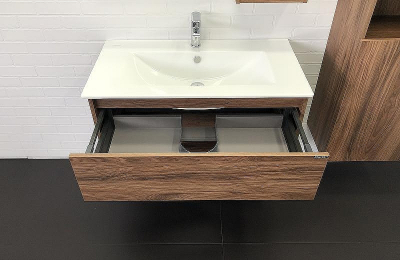 Тумба с раковиной Comforty Бордо 90 00-00006671 подвесная Дуб темно-коричневый