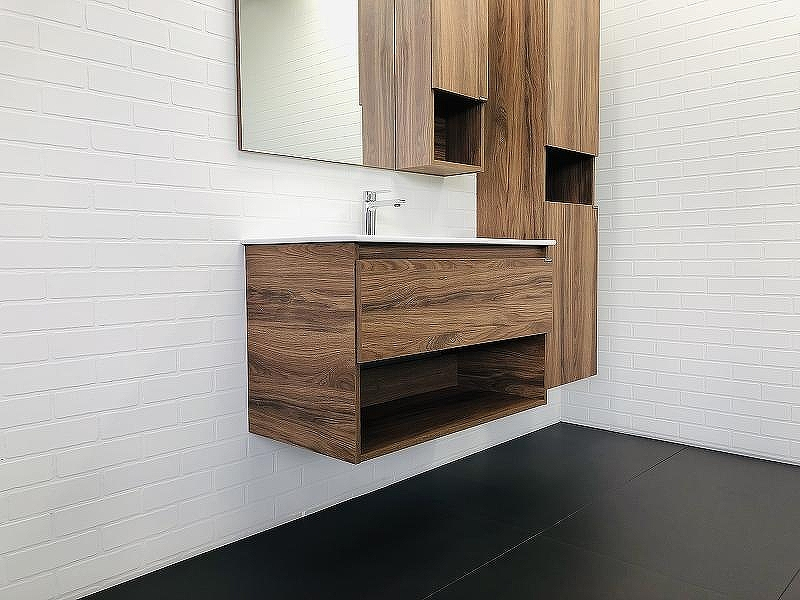 Тумба с раковиной Comforty Бордо 90 00-00006671 подвесная Дуб темно-коричневый, купить, цена, заказать, магазин, доставка, скидка, промокод, купить, цена, заказать, магазин, доставка, скидка, промокод