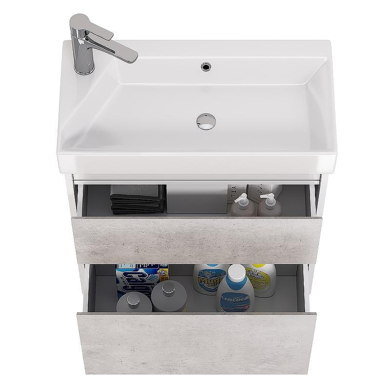 Тумба под раковину Dreja Slim 65 99.0503 подвесная Бетон Белый глянец, купить, цена, заказать, магазин, доставка, скидка, промокод, купить, цена, заказать, магазин, доставка, скидка, промокод