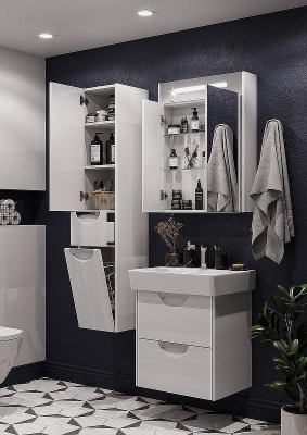 Зеркальный шкаф Aquaton Сильва 60 1A216202SIW70 с подсветкой Дуб полярный