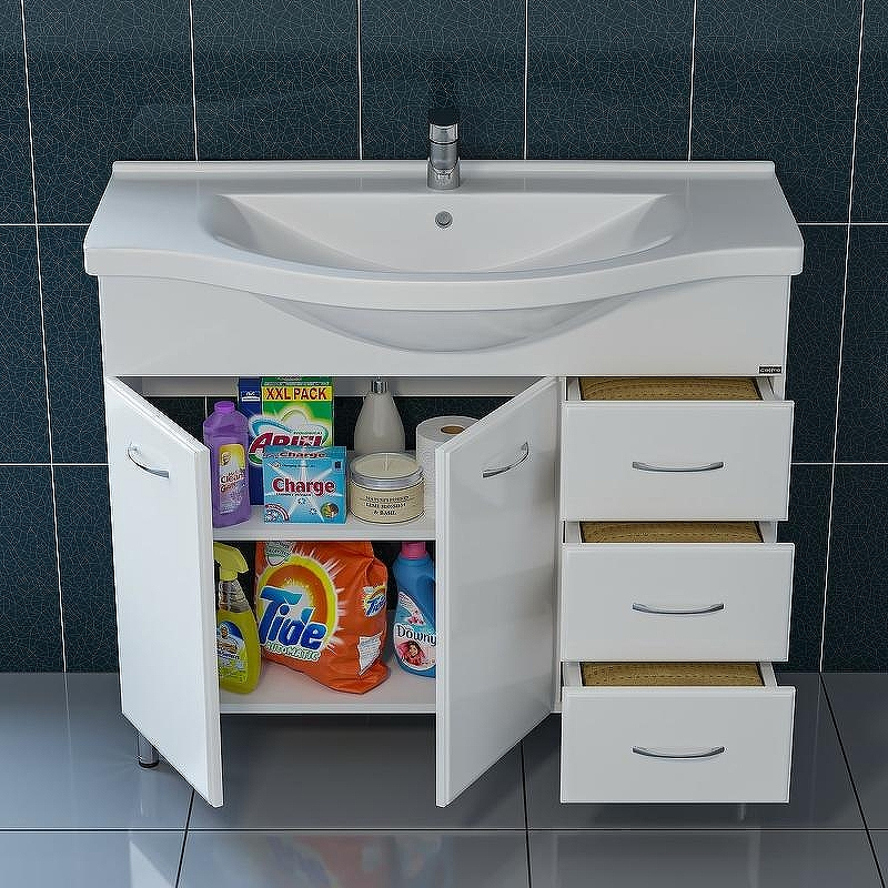 Тумба под раковину СанТа Эльбрус 100 201107 Белая, купить, цена, заказать, магазин, доставка, скидка, промокод, купить, цена, заказать, магазин, доставка, скидка, промокод