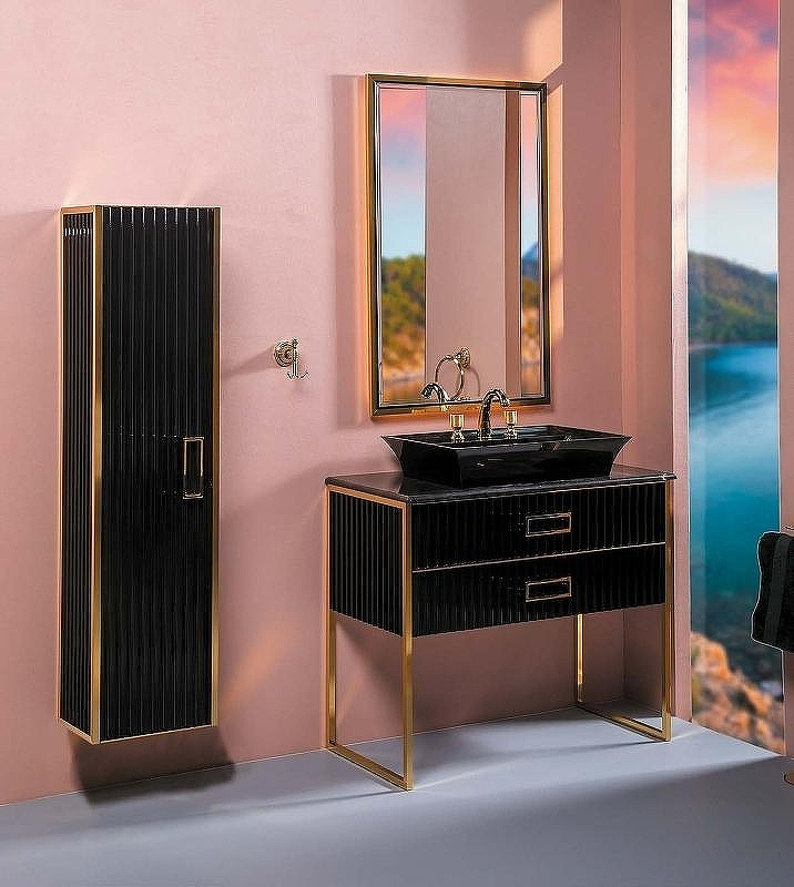 Шкаф пенал Boheme Armadi Art Monaco 35 868-BG подвесной Черный глянец Золото, купить, цена, заказать, магазин, доставка, скидка, промокод, купить, цена, заказать, магазин, доставка, скидка, промокод