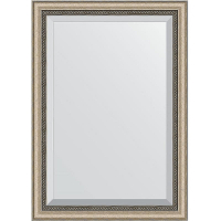 Зеркало Evoform Exclusive 103х73 BY 1192 с фацетом в багетной раме - Состаренное серебро с плетением 70, купить, цена, заказать, магазин, доставка, скидка, промокод, купить, цена, заказать, магазин, доставка, скидка, промокод