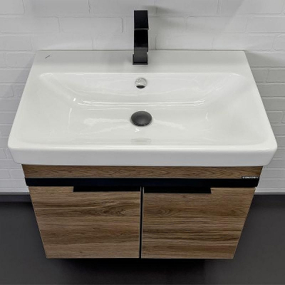 Тумба с раковиной Comforty Соло 70 00-00010978 подвесная Дуб темно-коричневый