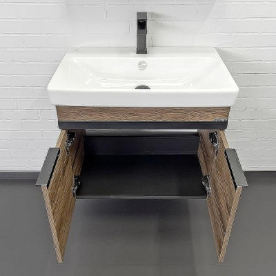 Тумба с раковиной Comforty Соло 70 00-00010978 подвесная Дуб темно-коричневый