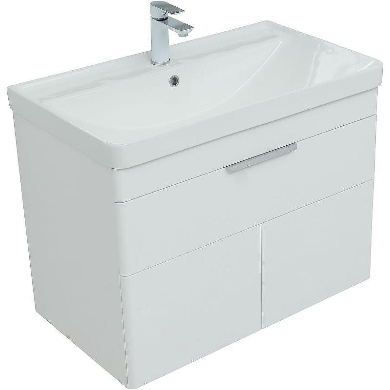 Тумба с раковиной Aquanet Ирис new 80 312430 подвесная Белый глянец, купить, цена, заказать, магазин, доставка, скидка, промокод, купить, цена, заказать, магазин, доставка, скидка, промокод