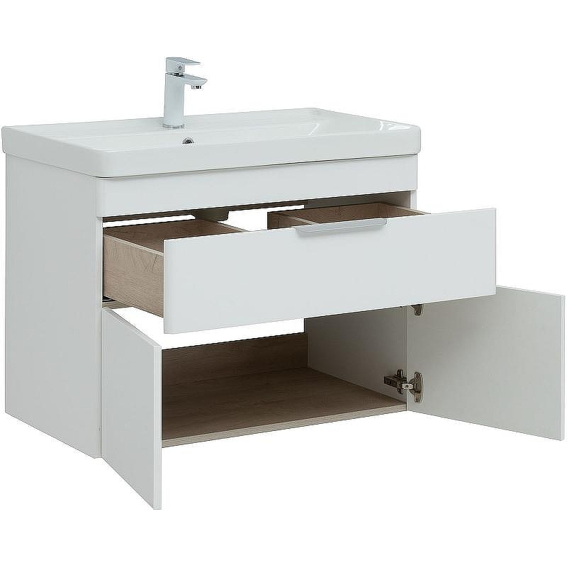 Тумба с раковиной Aquanet Ирис new 80 312430 подвесная Белый глянец, купить, цена, заказать, магазин, доставка, скидка, промокод, купить, цена, заказать, магазин, доставка, скидка, промокод