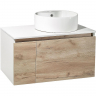 Тумба под раковину Runo Бари 80 00-00001375 подвесная Крафт дуб Белая, купить, цена, заказать, магазин, доставка, скидка, промокод, купить, цена, заказать, магазин, доставка, скидка, промокод