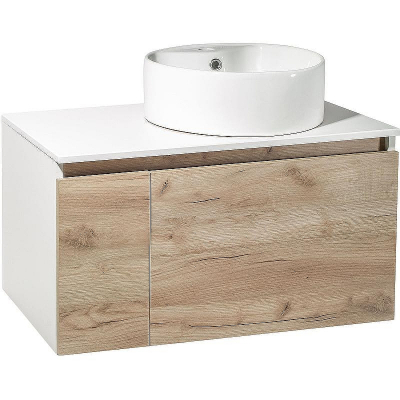 Тумба под раковину Runo Бари 80 00-00001375 подвесная Крафт дуб Белая