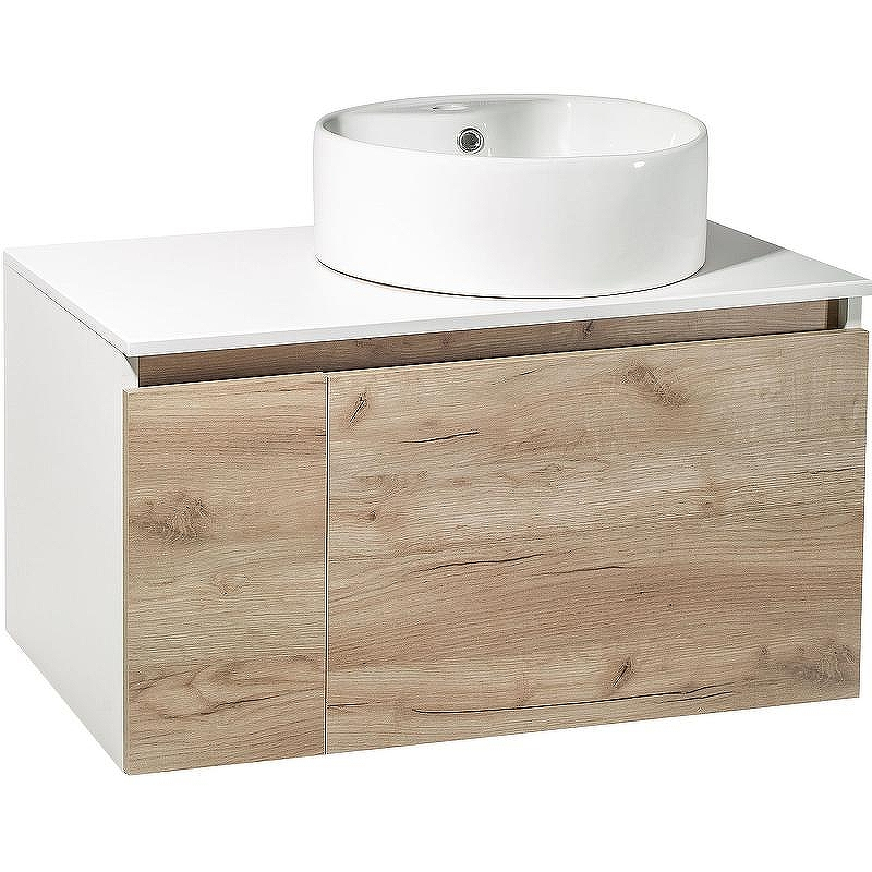 Тумба под раковину Runo Бари 80 00-00001375 подвесная Крафт дуб Белая, купить, цена, заказать, магазин, доставка, скидка, промокод, купить, цена, заказать, магазин, доставка, скидка, промокод