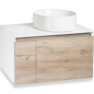 Тумба под раковину Runo Бари 80 00-00001375 подвесная Крафт дуб Белая