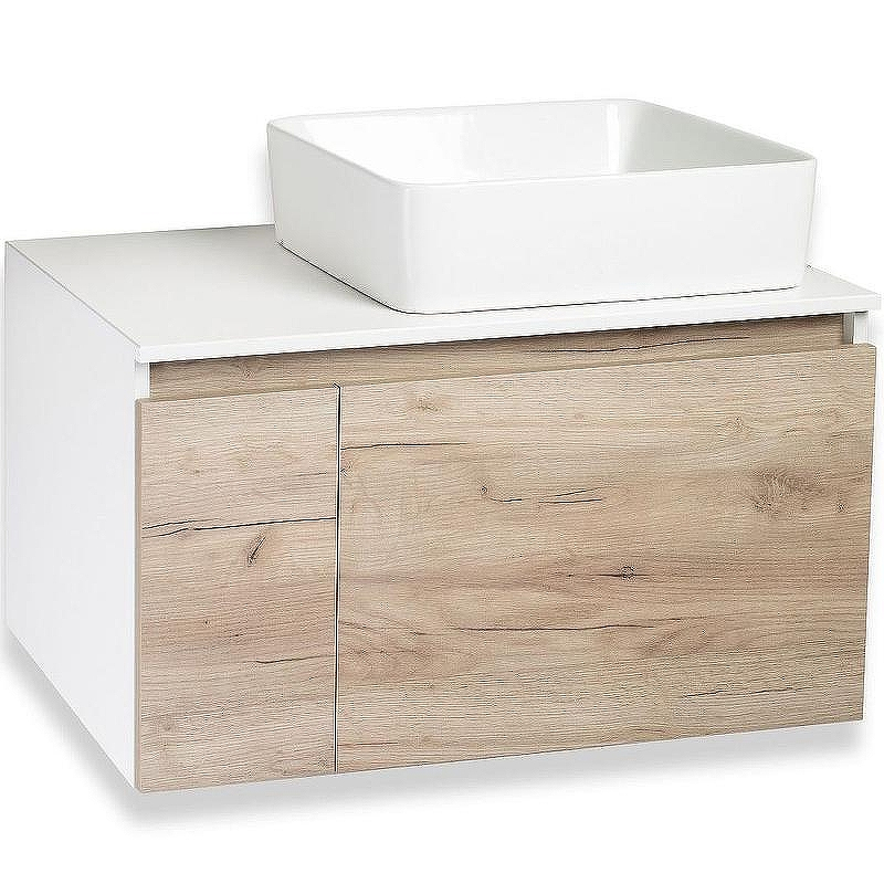 Тумба под раковину Runo Бари 80 00-00001375 подвесная Крафт дуб Белая, купить, цена, заказать, магазин, доставка, скидка, промокод, купить, цена, заказать, магазин, доставка, скидка, промокод