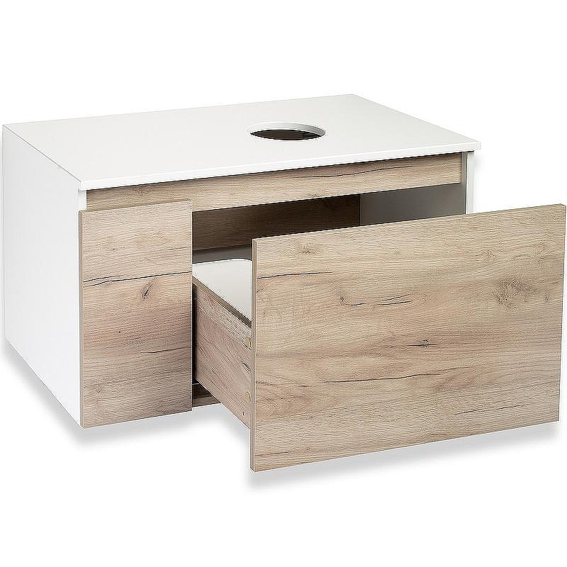 Тумба под раковину Runo Бари 80 00-00001375 подвесная Крафт дуб Белая, купить, цена, заказать, магазин, доставка, скидка, промокод, купить, цена, заказать, магазин, доставка, скидка, промокод