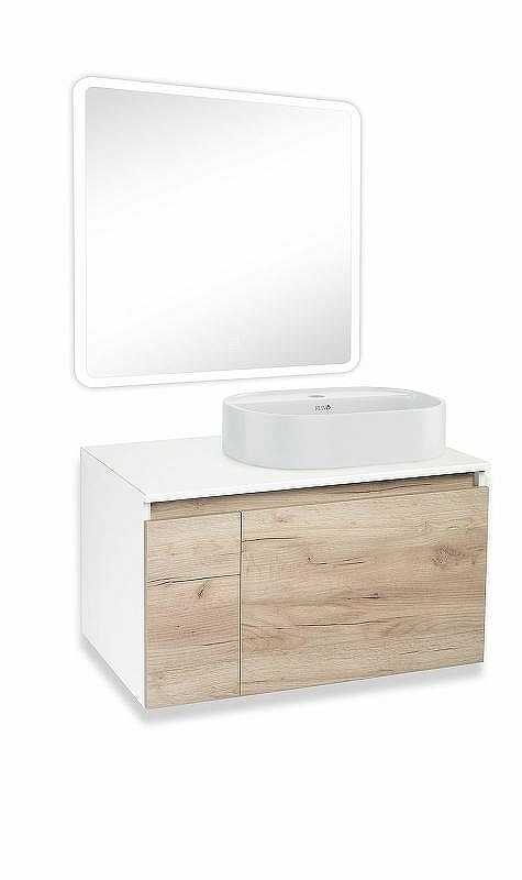 Тумба под раковину Runo Бари 80 00-00001375 подвесная Крафт дуб Белая, купить, цена, заказать, магазин, доставка, скидка, промокод, купить, цена, заказать, магазин, доставка, скидка, промокод