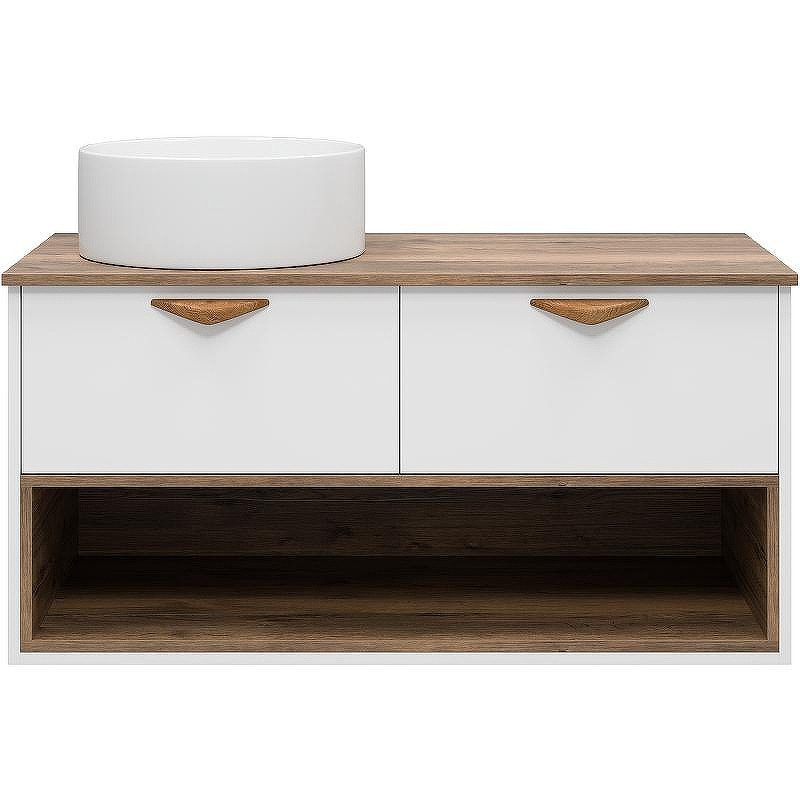 Тумба под раковину Brevita Bergen 105 BER-07105-19-01-2Я подвесная Белая матовая Дуб Галифакс олово, купить, цена, заказать, магазин, доставка, скидка, промокод, купить, цена, заказать, магазин, доставка, скидка, промокод