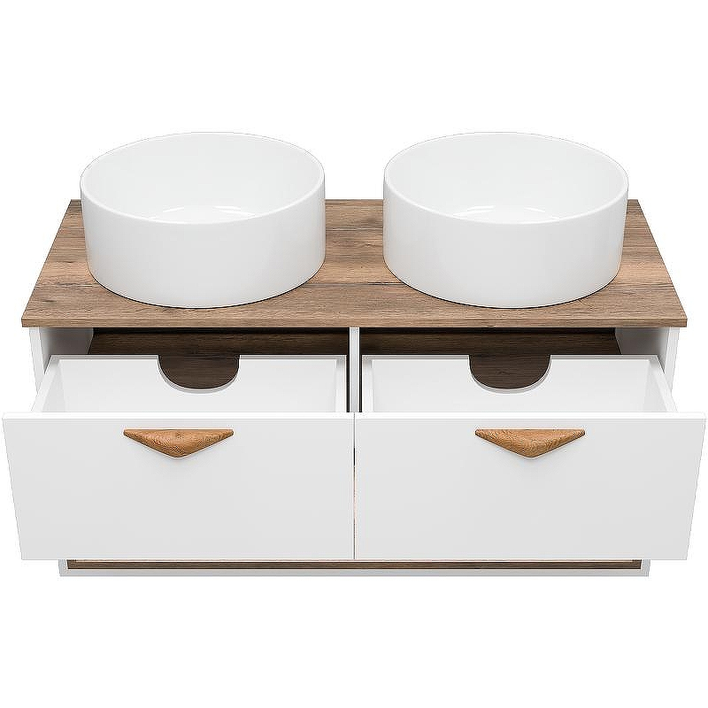 Тумба под раковину Brevita Bergen 105 BER-07105-19-01-2Я подвесная Белая матовая Дуб Галифакс олово, купить, цена, заказать, магазин, доставка, скидка, промокод, купить, цена, заказать, магазин, доставка, скидка, промокод