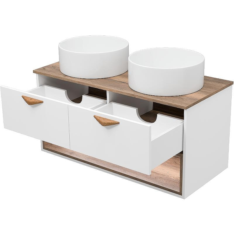 Тумба под раковину Brevita Bergen 105 BER-07105-19-01-2Я подвесная Белая матовая Дуб Галифакс олово, купить, цена, заказать, магазин, доставка, скидка, промокод, купить, цена, заказать, магазин, доставка, скидка, промокод