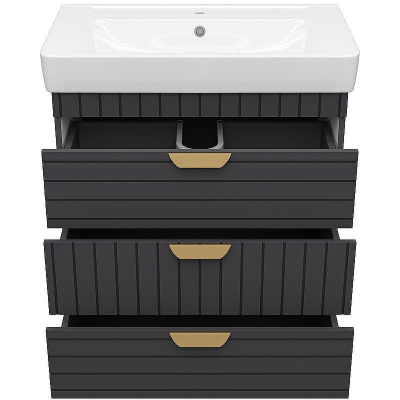 Тумба с раковиной Brevita Gloster 80 УТ000012447 Графит матовый