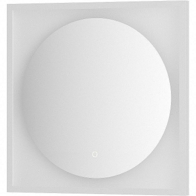 Зеркало Defesto Eclipce 60х60 DF 2236S с подсветкой 12W-3000К/в багетной раме/Сенсорный выключатель/Теплый белый свет/Белая рама