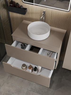 Тумба с раковиной Orange Line 80 Li-80TuLMDF+B09-360W подвесная Латте матовый