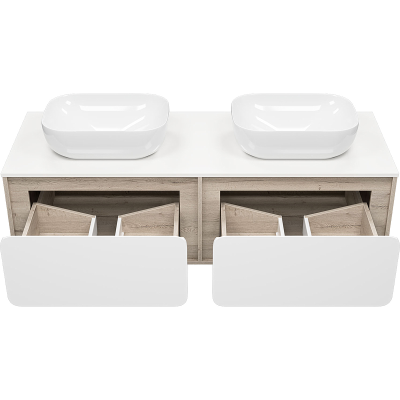 Тумба под раковину Misty Дубль 150 П-Дуб-09150-372Я подвесная Белый Дуб Галифакс, купить, цена, заказать, магазин, доставка, скидка, промокод, купить, цена, заказать, магазин, доставка, скидка, промокод