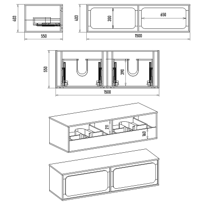 Тумба под раковину Misty Дубль 150 П-Дуб-09150-372Я подвесная Белый Дуб Галифакс