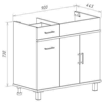 Тумба с раковиной Misty Купер 90 R УТ000011592 с бельевой корзиной Белая