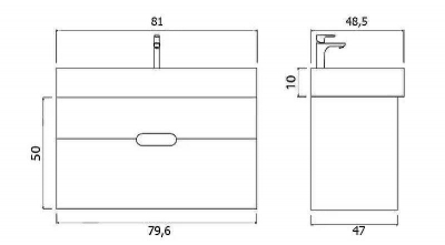Тумба под раковину Creto Malibu 80 7-1078CapS подвесная Capuchino Soft
