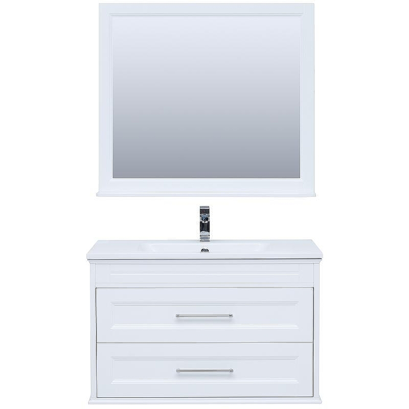 Комплект мебели для ванной Aquanet Бостон M 100 258284 подвесной Белый матовый, купить, цена, заказать, магазин, доставка, скидка, промокод, купить, цена, заказать, магазин, доставка, скидка, промокод