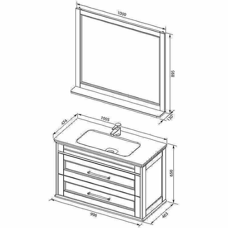 Комплект мебели для ванной Aquanet Бостон M 100 258284 подвесной Белый матовый, купить, цена, заказать, магазин, доставка, скидка, промокод, купить, цена, заказать, магазин, доставка, скидка, промокод