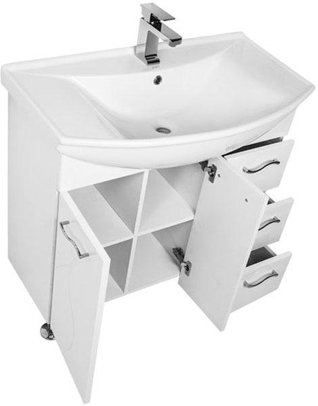 Тумба под раковину Aquanet Моника 85 186771 Белая, купить, цена, заказать, магазин, доставка, скидка, промокод, купить, цена, заказать, магазин, доставка, скидка, промокод