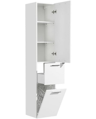Шкаф пенал Aquaton Инди 34 1A188603ND010 подвесной с бельевой корзиной Белый
