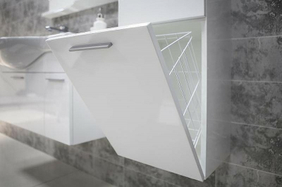 Шкаф пенал Aquaton Инди 34 1A188603ND010 подвесной с бельевой корзиной Белый