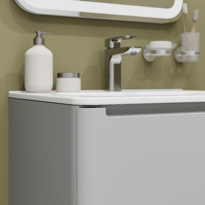 Тумба с раковиной Iddis Edifice 60 EDI60L0i95K подвесная Светло-серая, купить, цена, заказать, магазин, доставка, скидка, промокод, купить, цена, заказать, магазин, доставка, скидка, промокод