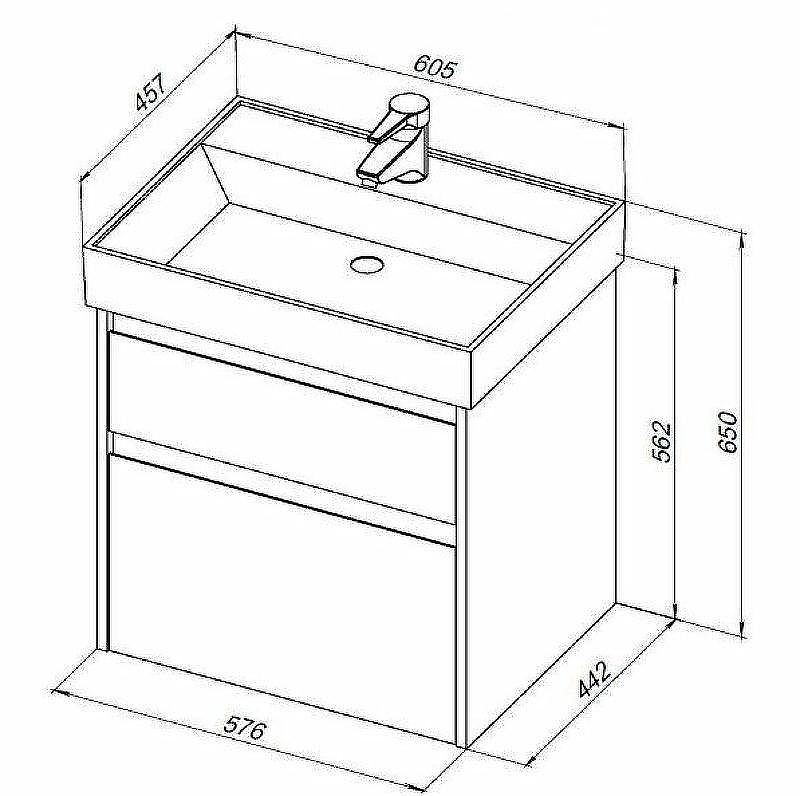 Тумба под раковину Aquanet Nova Lite 60 287889 подвесная Дуб серый, купить, цена, заказать, магазин, доставка, скидка, промокод, купить, цена, заказать, магазин, доставка, скидка, промокод