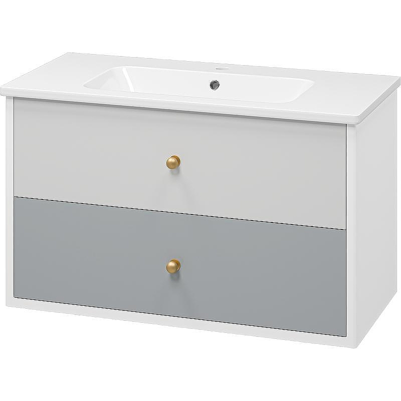 Тумба с раковиной Brevita 50 Shades of Grey Анастейша 100 УТ000014281 подвесная Белая матовая Серая матовая, купить, цена, заказать, магазин, доставка, скидка, промокод, купить, цена, заказать, магазин, доставка, скидка, промокод