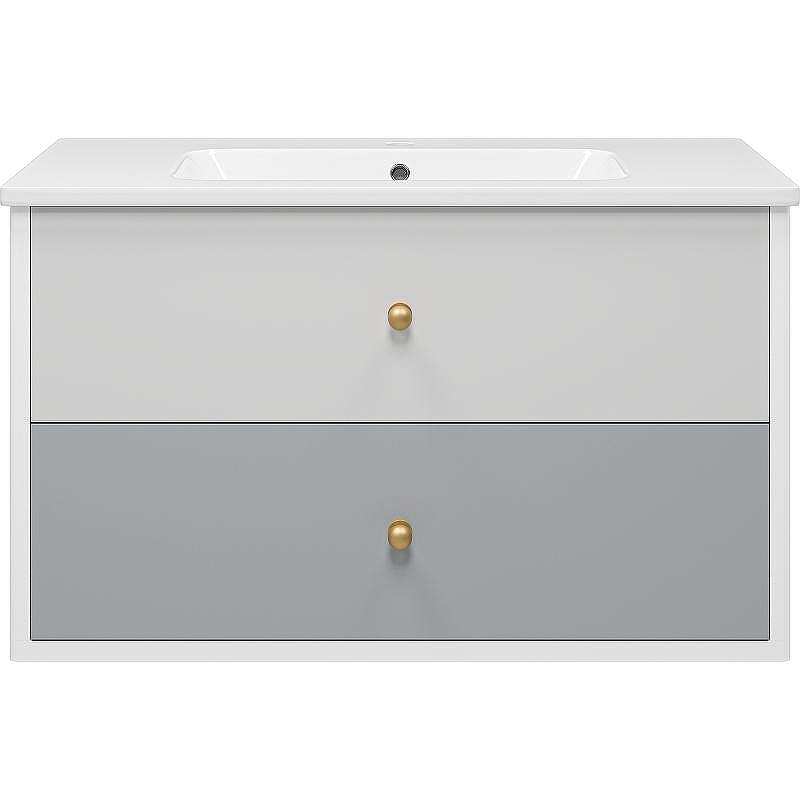 Тумба с раковиной Brevita 50 Shades of Grey Анастейша 100 УТ000014281 подвесная Белая матовая Серая матовая, купить, цена, заказать, магазин, доставка, скидка, промокод, купить, цена, заказать, магазин, доставка, скидка, промокод